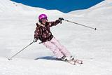 Young woman skiing 