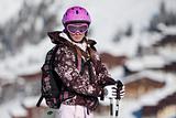 Young woman on ski resort