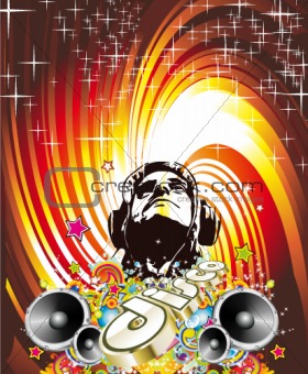 Disco Dance Event Background with Music Design Elements 
