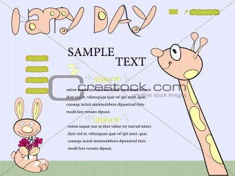 Cartoon website template with animals