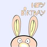 Inscription happy birthday with rabbit