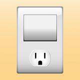 Electric outlet and light switch.