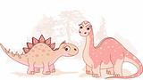 Cute Stegosaurus and Brontosaurus