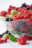 Splitted berries in a bowl