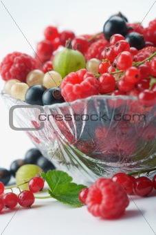 Splitted berries in a bowl