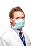 self confident medical doctor  with mask and stethoscope