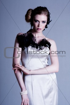 Attractive Young Woman Wearing Evening Gown