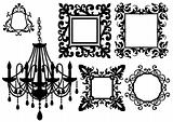 picture frames and chandelier, vector