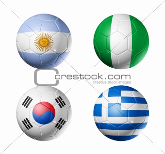 soccer world cup group B flags on soccer balls
