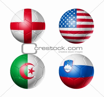 soccer world cup group C flags on soccer balls