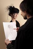 artist draws the woman