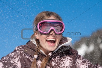 Happy girl on winter  vacation