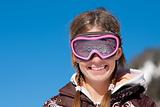 Girl smiling with ski mask