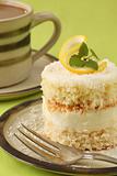 Coconut and lemon cake with coffee