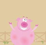 Farm animals: happy pig