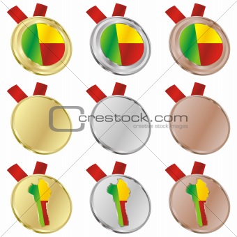 benin vector flag in medal shapes