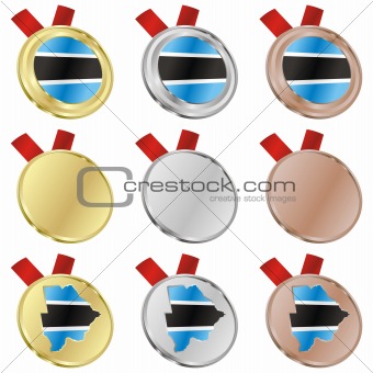 botswana vector flag in medal shapes