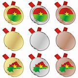 burkina faso vector flag in medal shapes