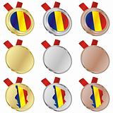 chad vector flag in medal shapes