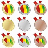 guinea vector flag in medal shapes