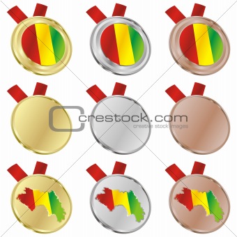 guinea vector flag in medal shapes