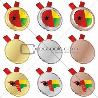 guinea bissau vector flag in medal shapes