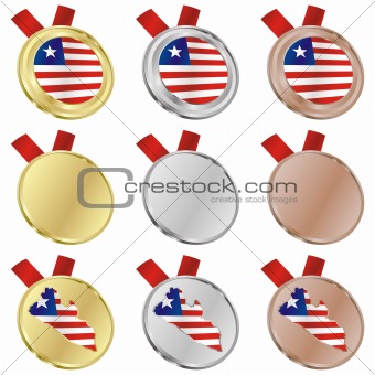 liberia vector flag in medal shapes