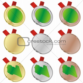 libya vector flag in medal shapes