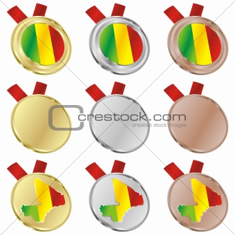 mali vector flag in medal shapes