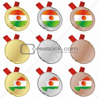 niger vector flag in medal shapes