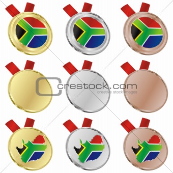 south africa vector flag in medal shapes