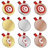 tunisia vector flag in medal shapes