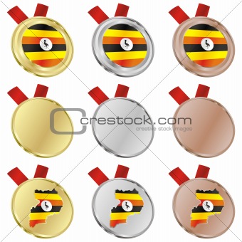 uganda vector flag in medal shapes