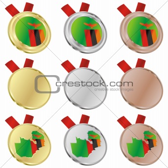 zambia vector flag in medal shapes