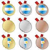 argentina vector flag in medal shapes