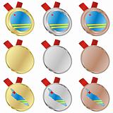 aruba vector flag in medal shapes