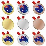 australia vector flag in medal shapes