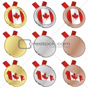 canada vector flag in medal shapes