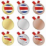 costa rica vector flag in medal shapes
