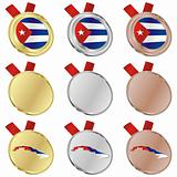 cuba vector flag in medal shapes