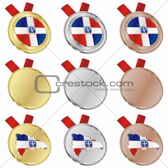 dominican republic vector flag in medal shapes