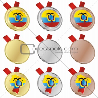ecuador vector flag in medal shapes