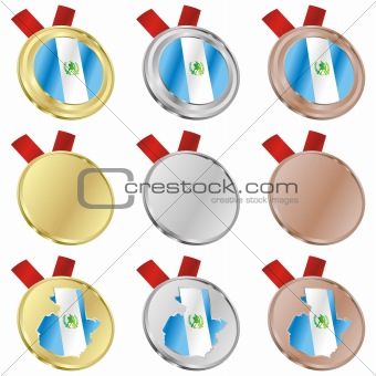 guatemala vector flag in medal shapes