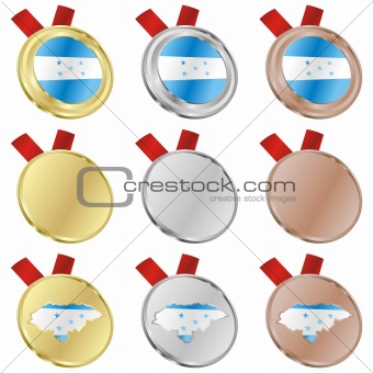 honduras vector flag in medal shapes