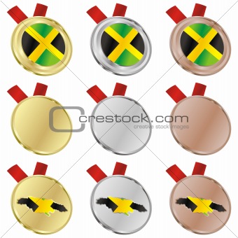 jamaica vector flag in medal shapes