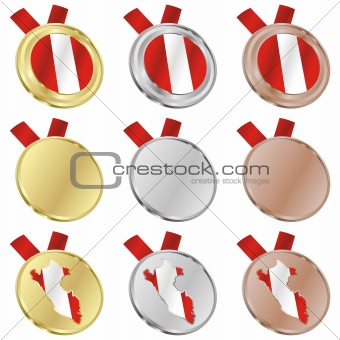 peru vector flag in medal shapes