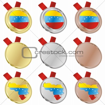 venezuela vector flag in medal shapes