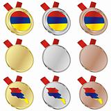 armenia vector flag in medal shapes
