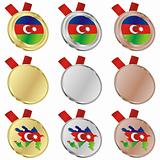 azerbaijan vector flag in medal shapes