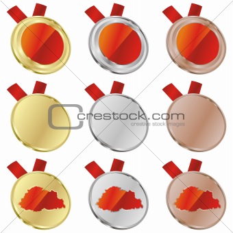 buthan vector flag in medal shapes